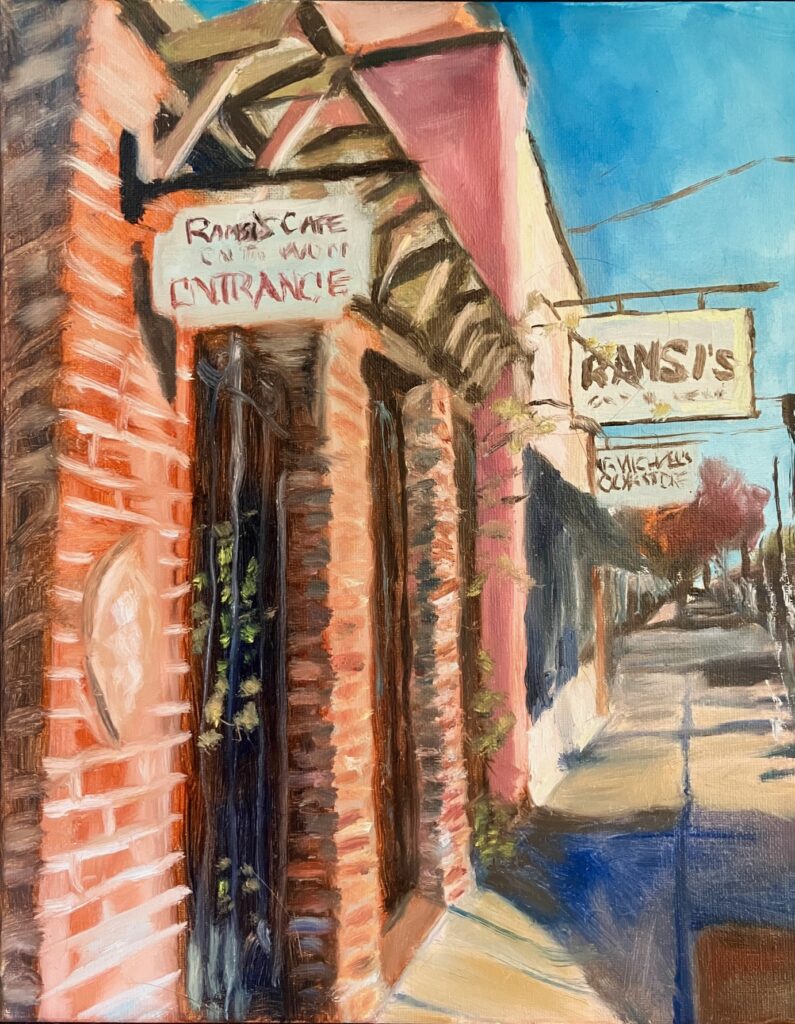 Oil painting of Ramsis cafe on the world
