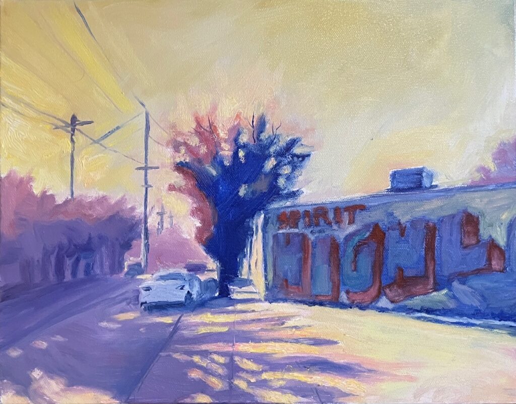 Colorful oil painting of Bardstown Road mural