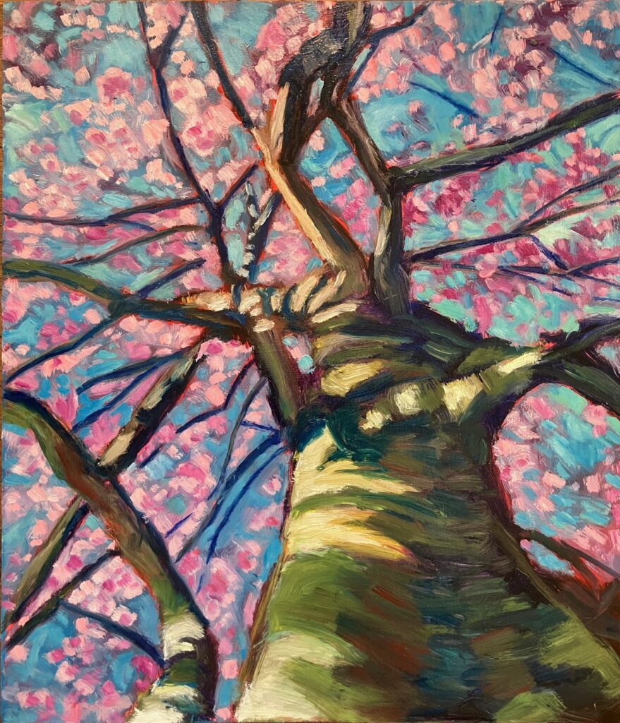 oil painting of Japanese Magnolia tree